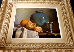 Gallery painting still life oranges and blue vase Gallery